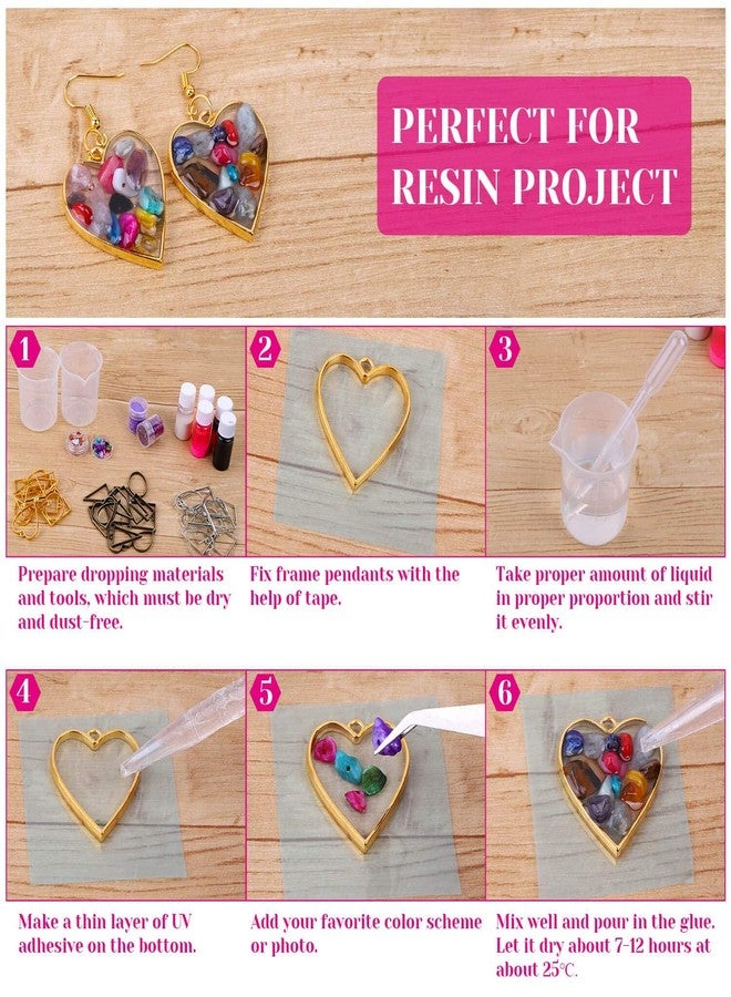 Self Lub 10Pcs Resin Molds for Jewelry Making - 10pcs Bezel Open Pendant Blanks Charms Hollow Mold Pendant Assorted Geometric Frame DIY Crafts for Resin Jewelry Making - Bronze - Image 3